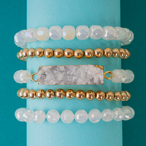 74735 - Stacked Druzy Bracelet - White