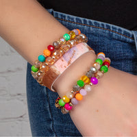 Load image into Gallery viewer, 74744 - Animal Print Crystal Beaded Stacked Bracelets - Multi
