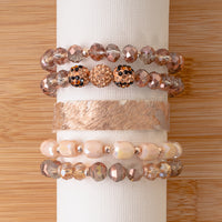 Load image into Gallery viewer, 74744 - Animal Print Crystal Beaded Stacked Bracelets - Rose Gold
