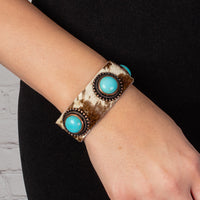 Load image into Gallery viewer, 74753 - Squash Blossom Cuff Bracelet - Turquoise
