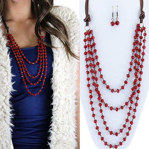 71947 - Crystal Beaded Layered Necklace