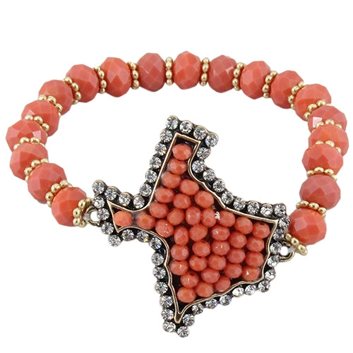74517 - Crystal Texas Bracelet - Coral - Fashion Jewelry Wholesale