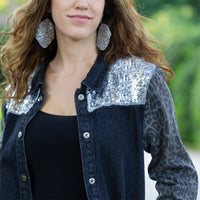 Load image into Gallery viewer, 10644 - Denim Shacket with Sequin and Pockets
