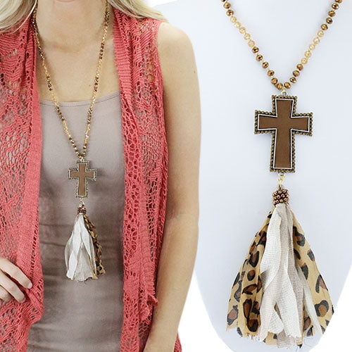 71988 - Cross Tassel Necklace - Fashion Jewelry Wholesale