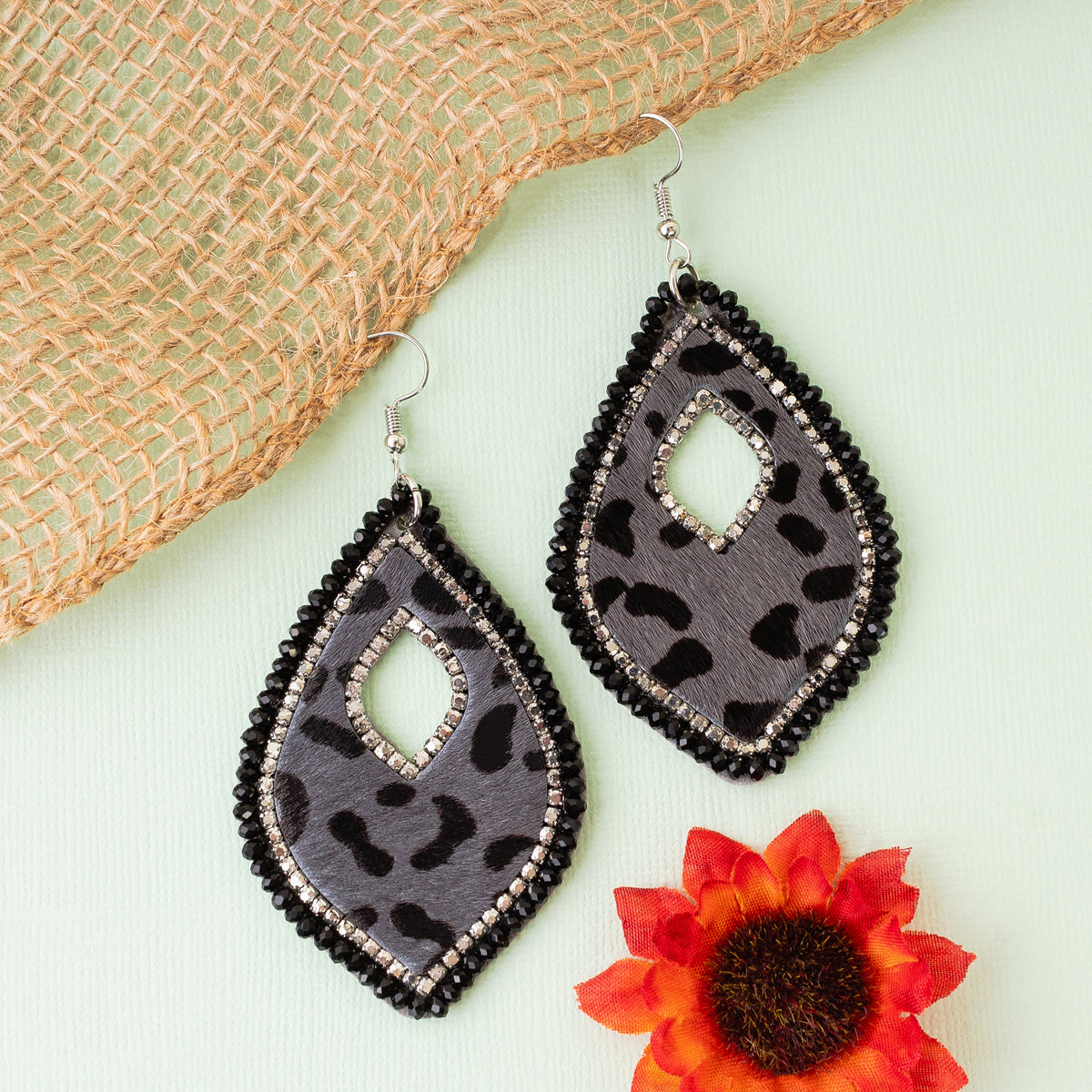 93006 - Animal Hide Earrings - Black