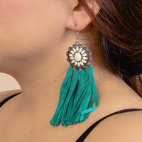 Load image into Gallery viewer, 93010 - Squash Blossom Tassel Earrings - Turquoise
