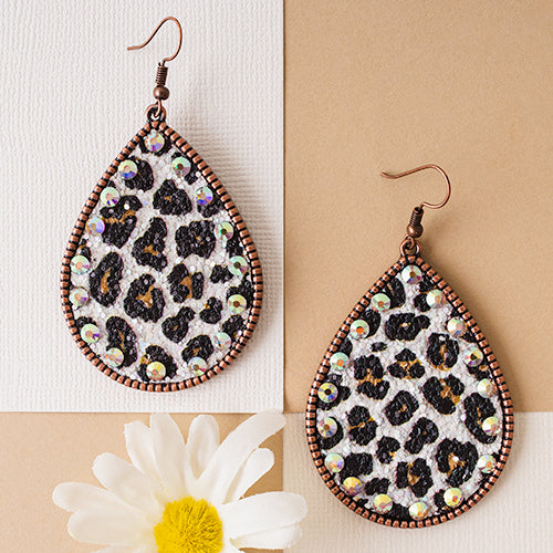 93034 - Leopard Glitter Earrings - Leopard