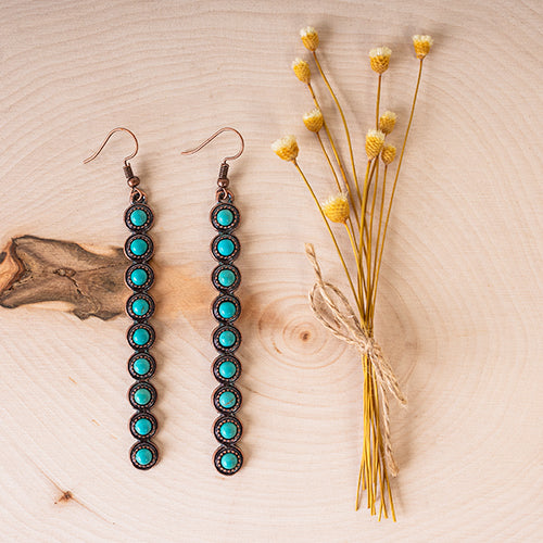 93045 - Squash Blossom Earrings - Turquoise Copper