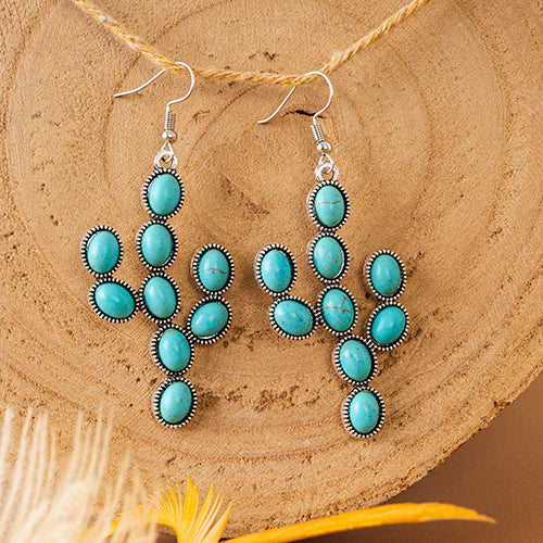 93048 - Turquoise Cactus Earrings - Turquoise & Silver