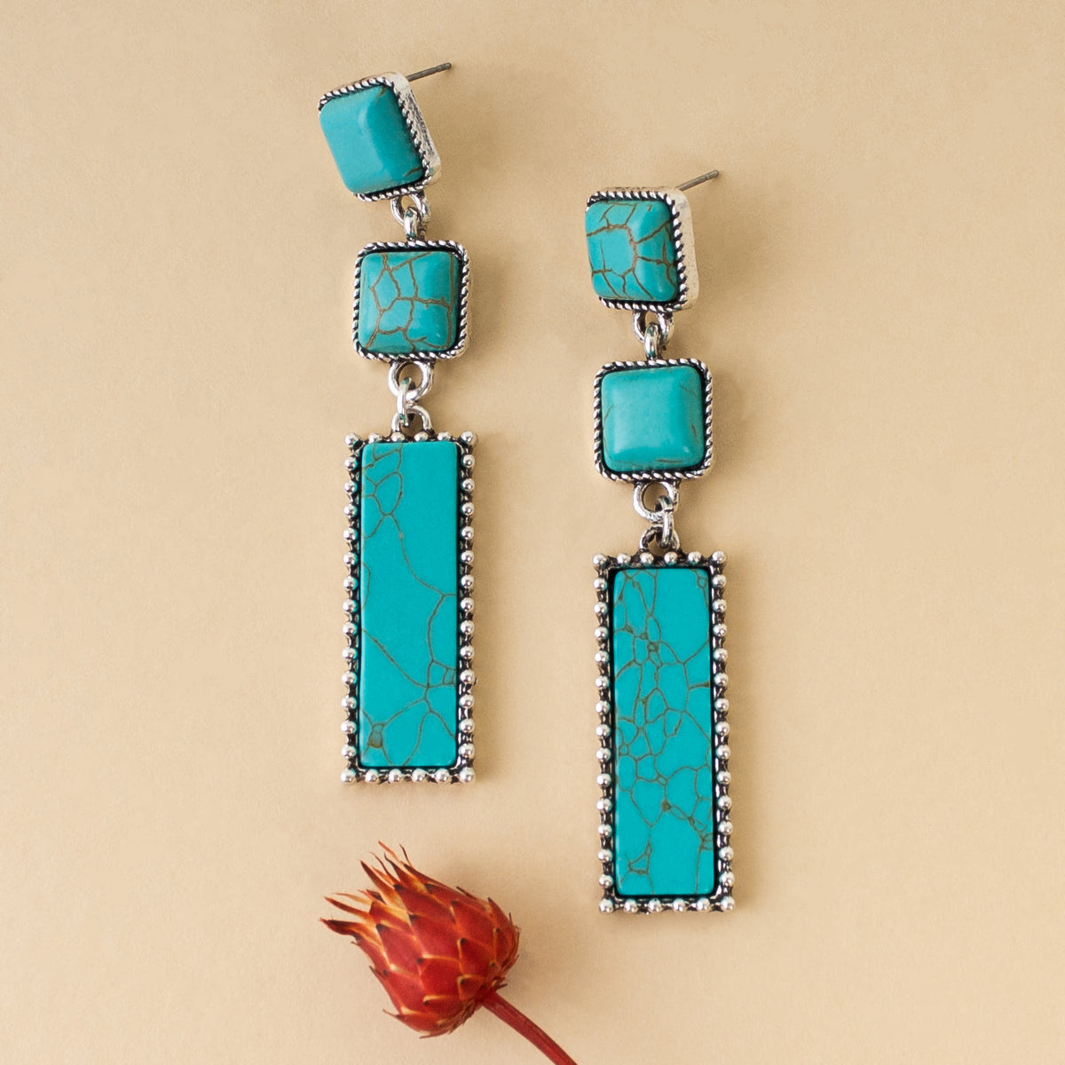 93063 - Western Earrings - Turquoise & Silver