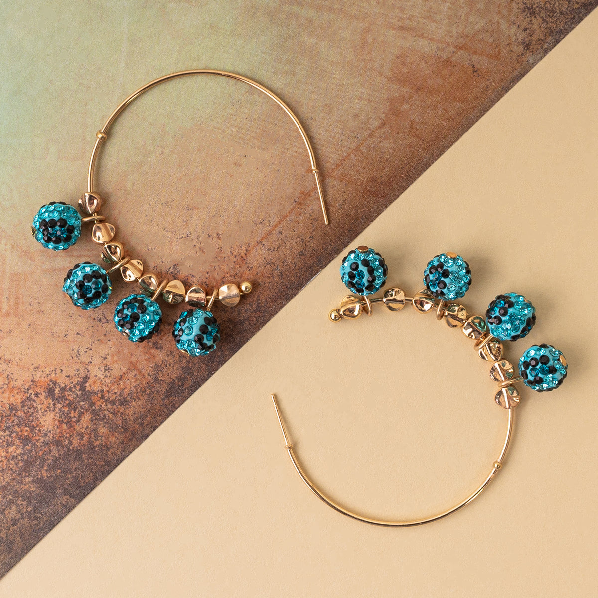 93074 - Beaded Hoop Earrings - Turquoise