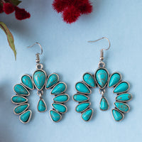 Load image into Gallery viewer, 93076 - Squash Blossom Earrings - Turquoise &amp; Silver
