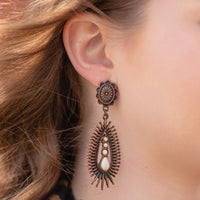 Load image into Gallery viewer, 93090 - Western Squash Blossom Earrings - Ivory &amp; Copper
