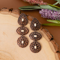 Load image into Gallery viewer, 93091 - Western Squash Blossom Earrings - Ivory &amp; Copper
