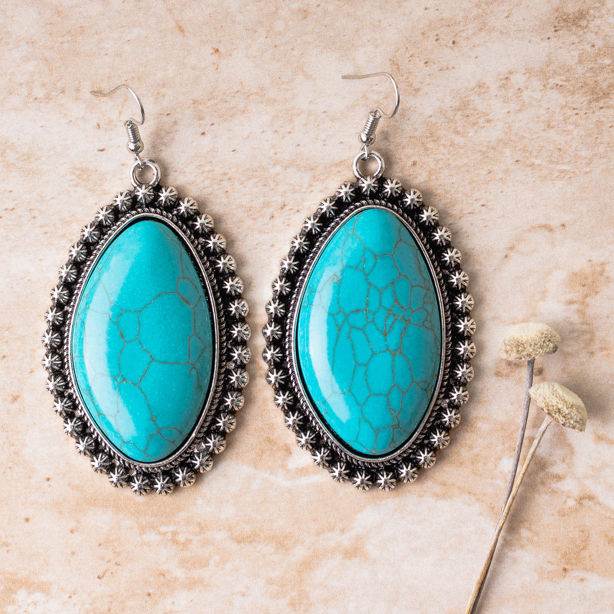 93108 - Turquoise Western Earrings - Turquoise & Silver