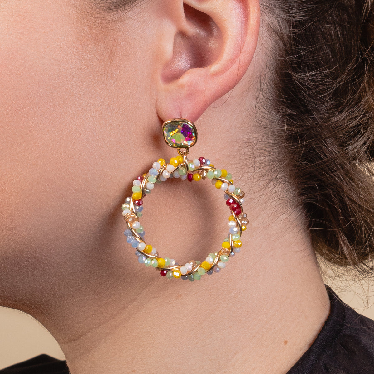 93124 - Beaded Hoop Earrings - Multi