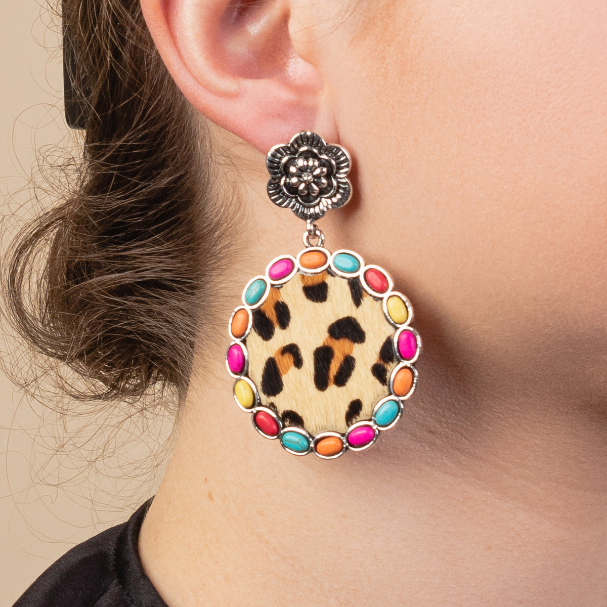 93134 - Animal Print Earrings - Multi