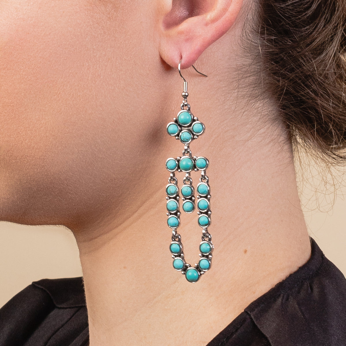 93137 - Turquoise Drop Earrings - Turquoise & Silver