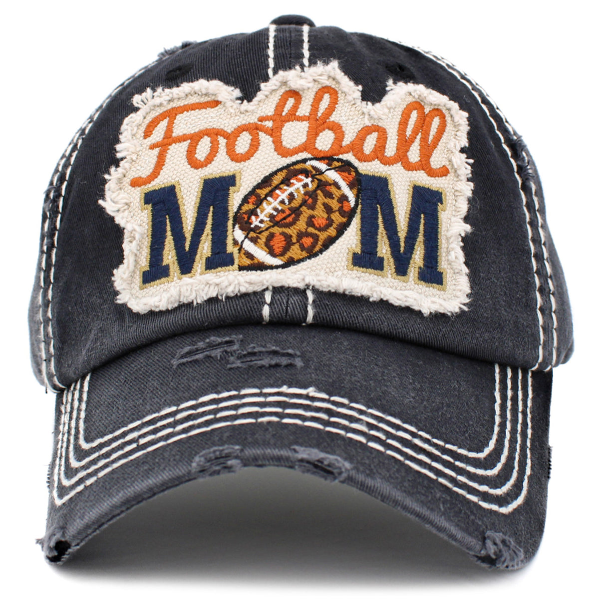 1395 - Football Mom Hat - Black