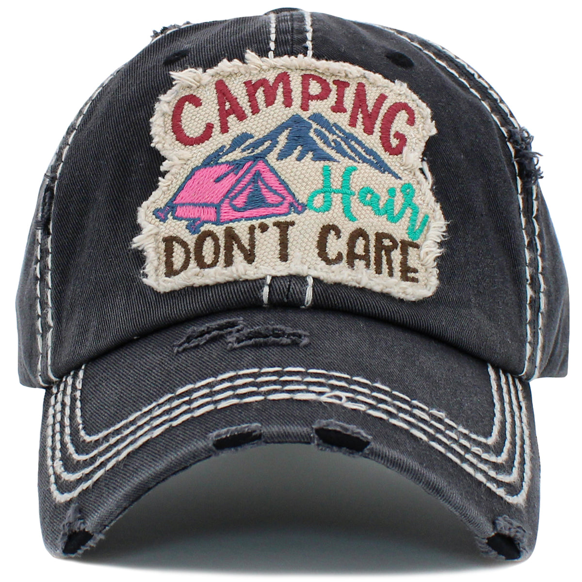 1451 - Camping Hair Don't Care Hat - Black