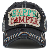 Load image into Gallery viewer, 1452 - Happy Camper Hat - Black
