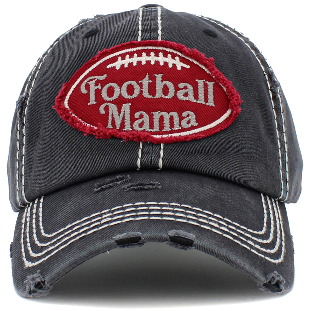 1455 - Football Mama Hat - Black