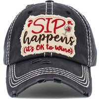 Load image into Gallery viewer, 1456 - SIP Happens Hat - Black
