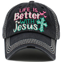 Load image into Gallery viewer, 1470 - Life is Better With Jesus Hat - Black
