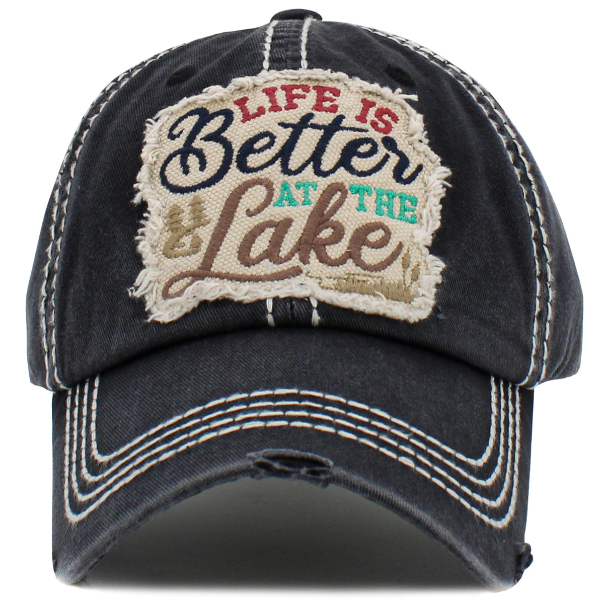 1485 - Life is Better At The Lake Hat - Black