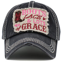 Load image into Gallery viewer, 1491 - Boots Lace &amp; Lots of Grace Hat - Black
