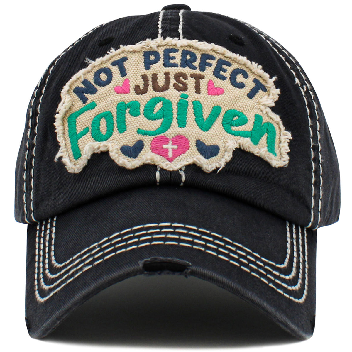 1494 - Not Perfect Just Forgiven Hat - Black
