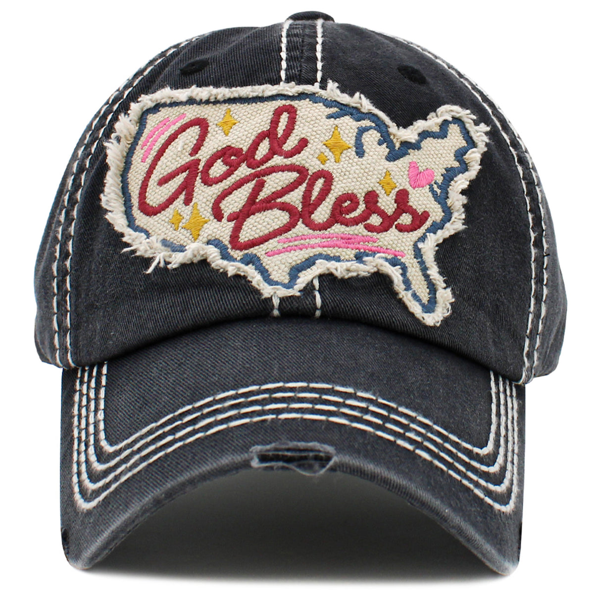 1505 - God Bless Hat - Black