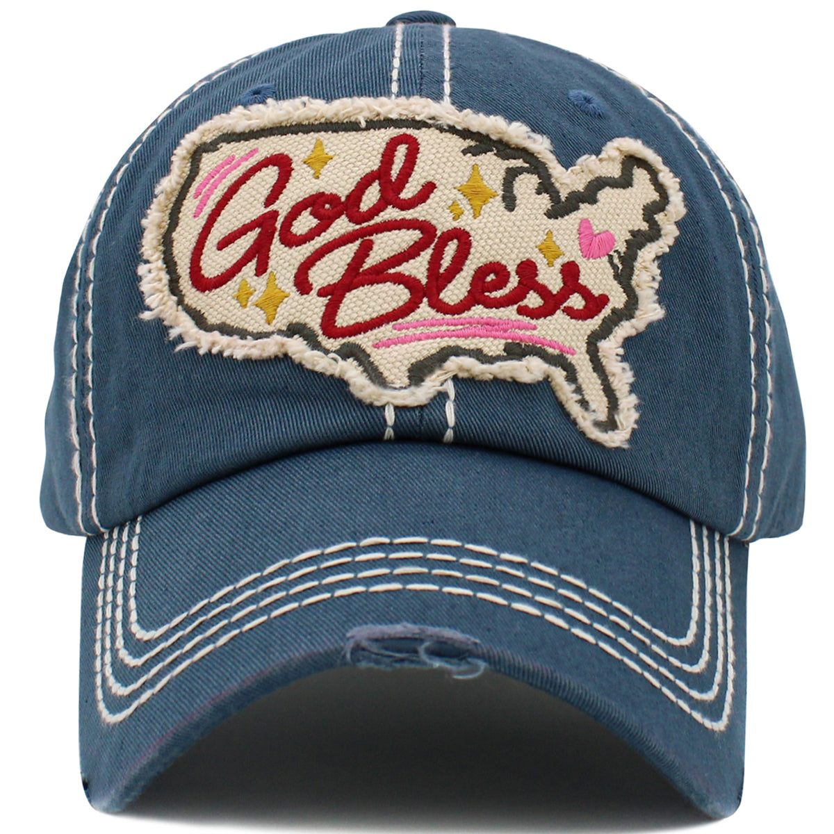 1505 - God Bless Hat - Blue