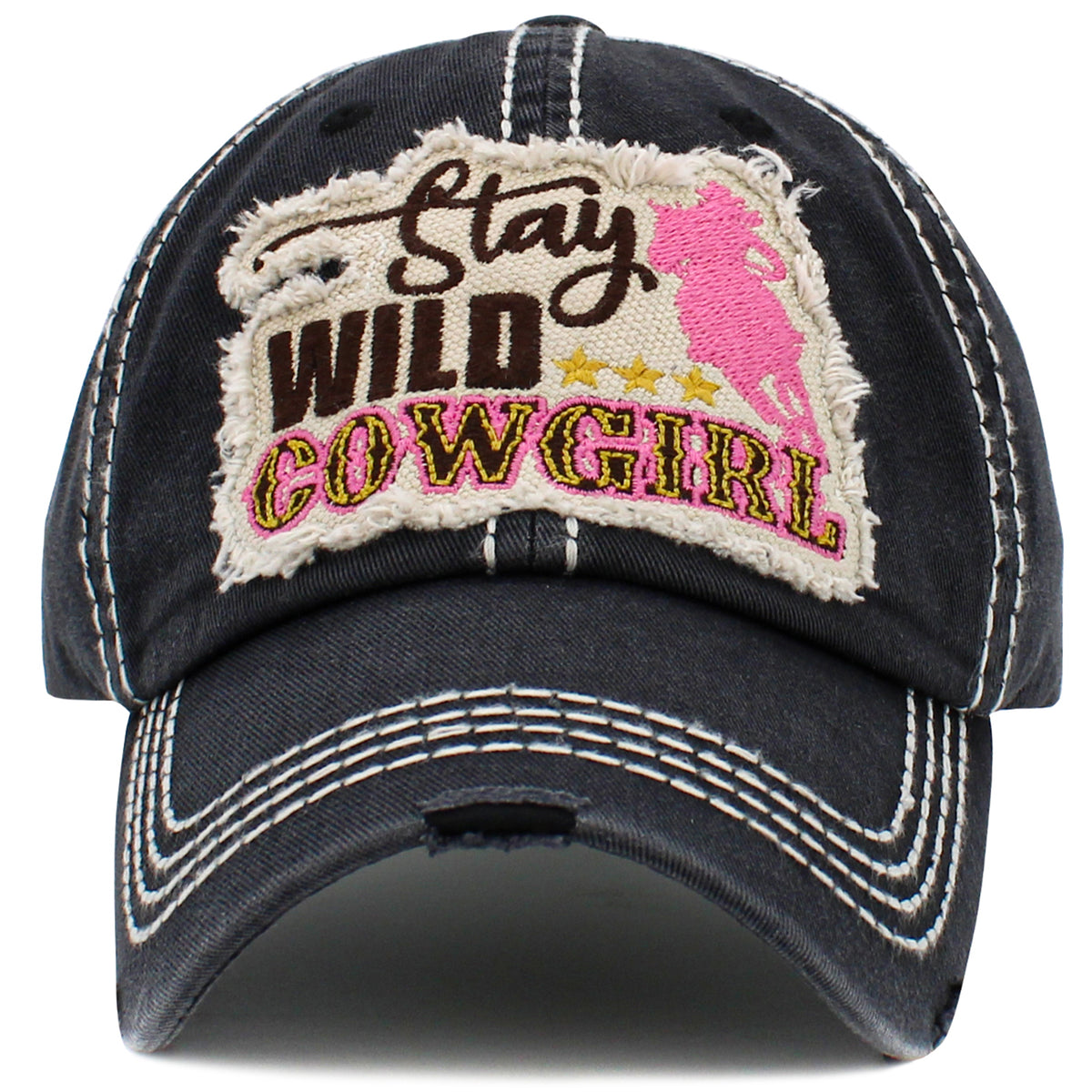 1516 - Stay Wild Cow Girl Hat - Black