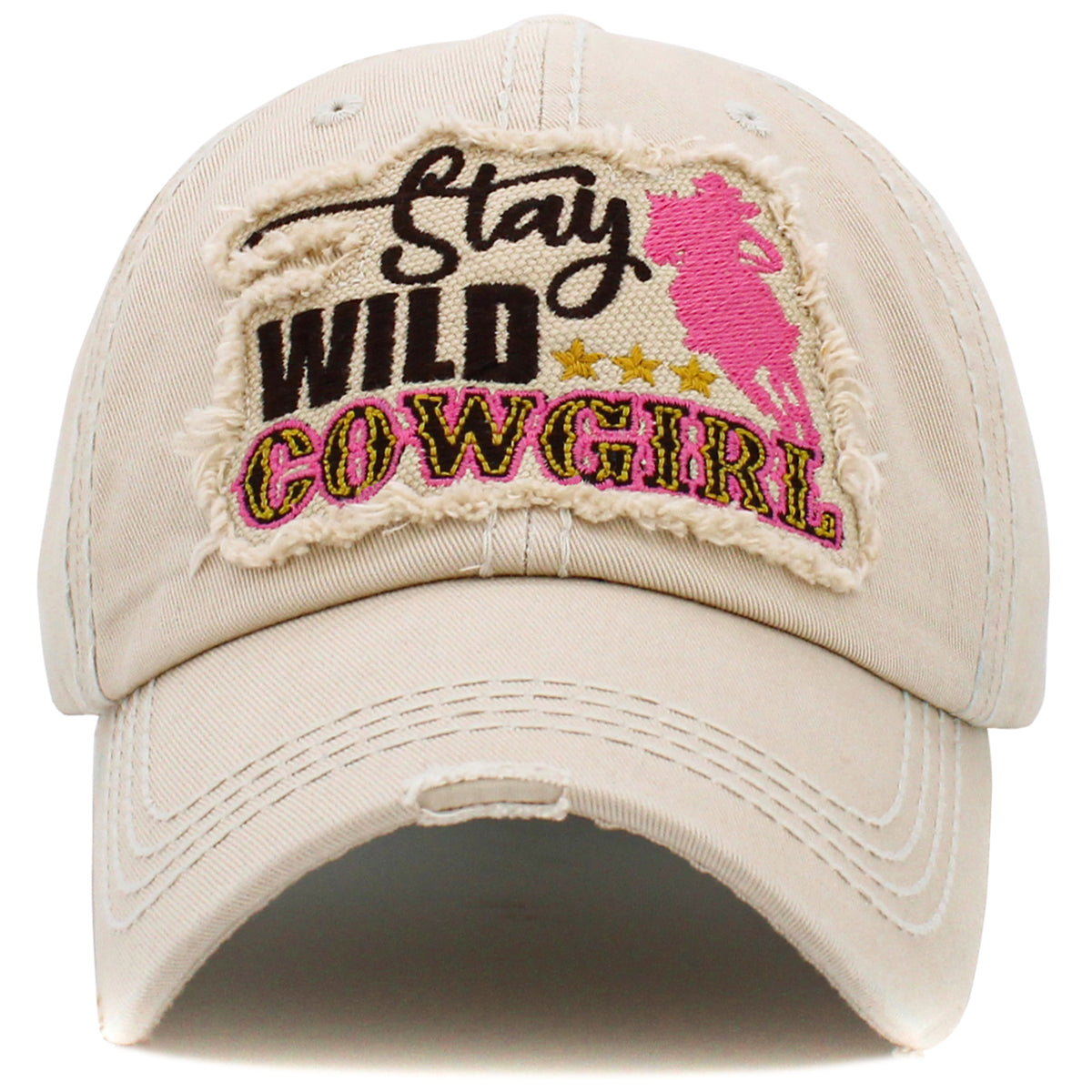 1516 - Stay Wild Cow Girl Hat - Stone