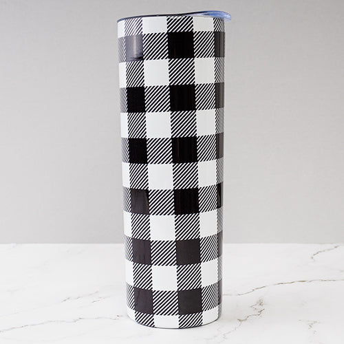 MG014 - Black & White Gingham Print 20oz Tumbler