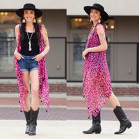 Load image into Gallery viewer, 7894 - Leopard Vest - Fuchsia
